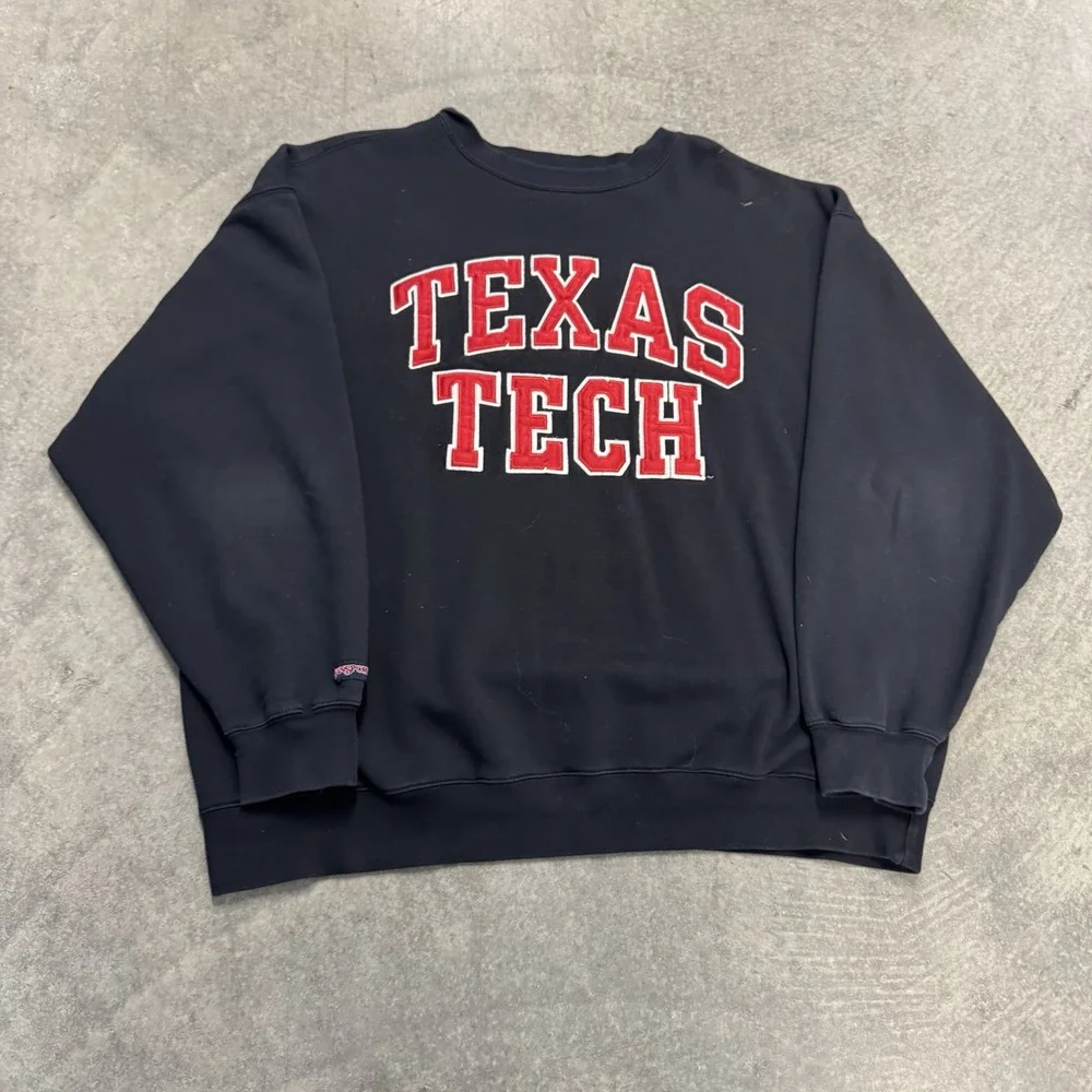 Vintage Texas Tech Crewneck Red Raider Black Red Sweatshirt USA Mexico Sz XL
